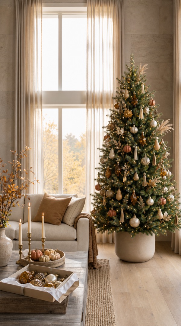 Autumn Everley tree with warm amber seasonal styling