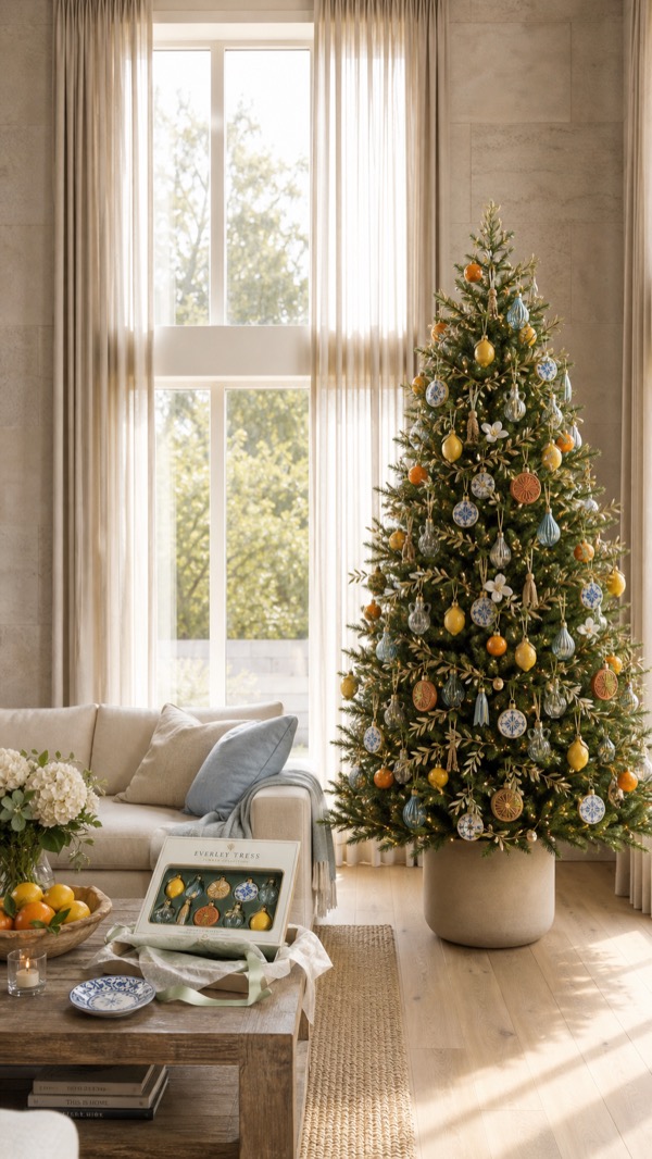 Summer Everley tree with blue coastal styling