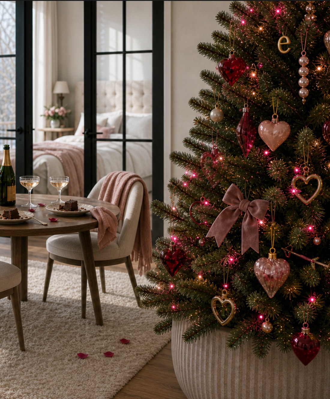 Valentine occasion styling with Everley tree and soft red accents